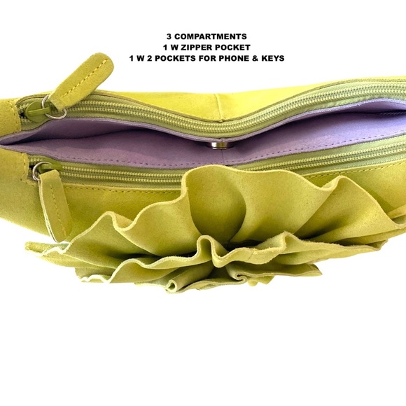 Suede Flower Hobo Bag Rosette Camelia Bag - Picture 8 of 9